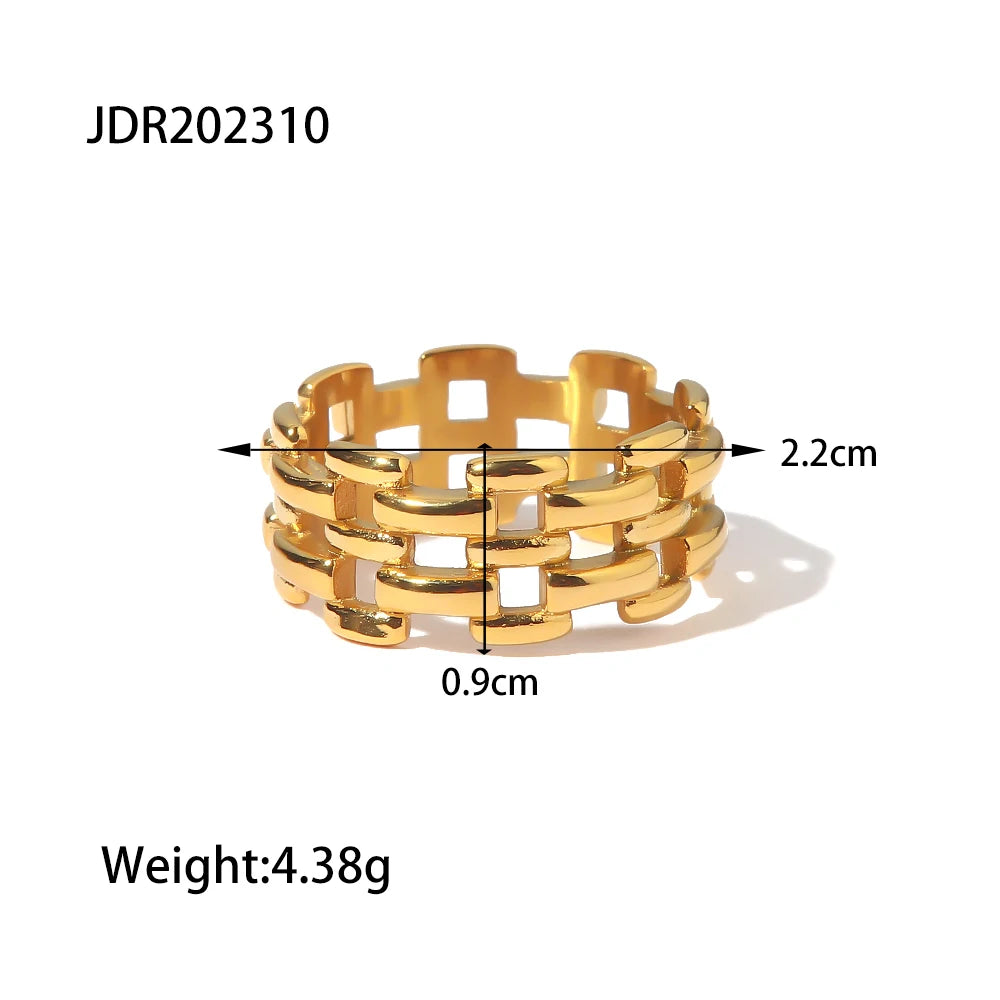Uworld Classic Cool Fashion Thick Chunky Watchband Small Hoop Earrings 18K PVD Gold Plated Stainless Steel For Woman