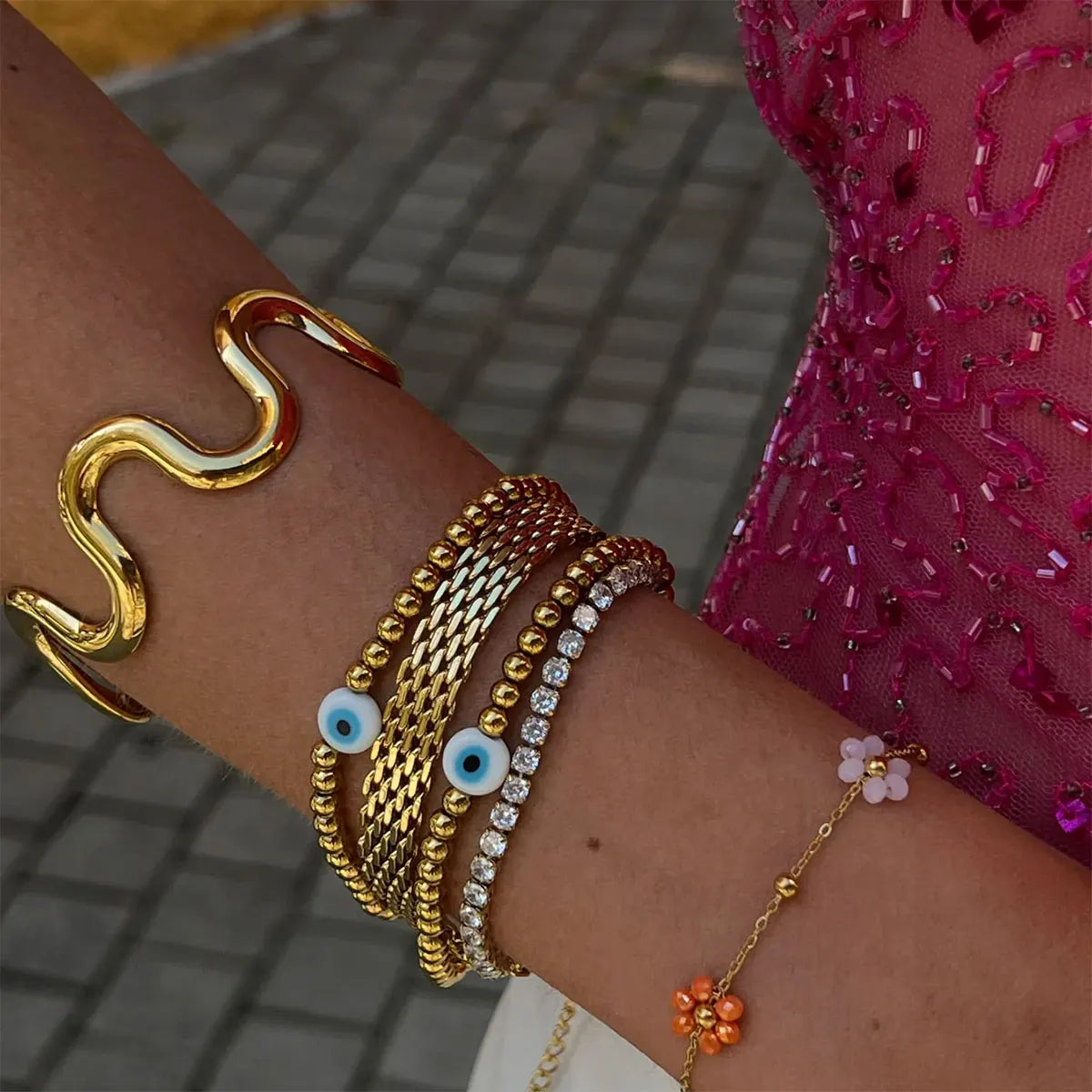 Uworld 316l Stainless Steel Natural Pearl Chain Bracelet Bangle for Women Elegant Fashion Jewelry Bijoux Waterproof Party Gift