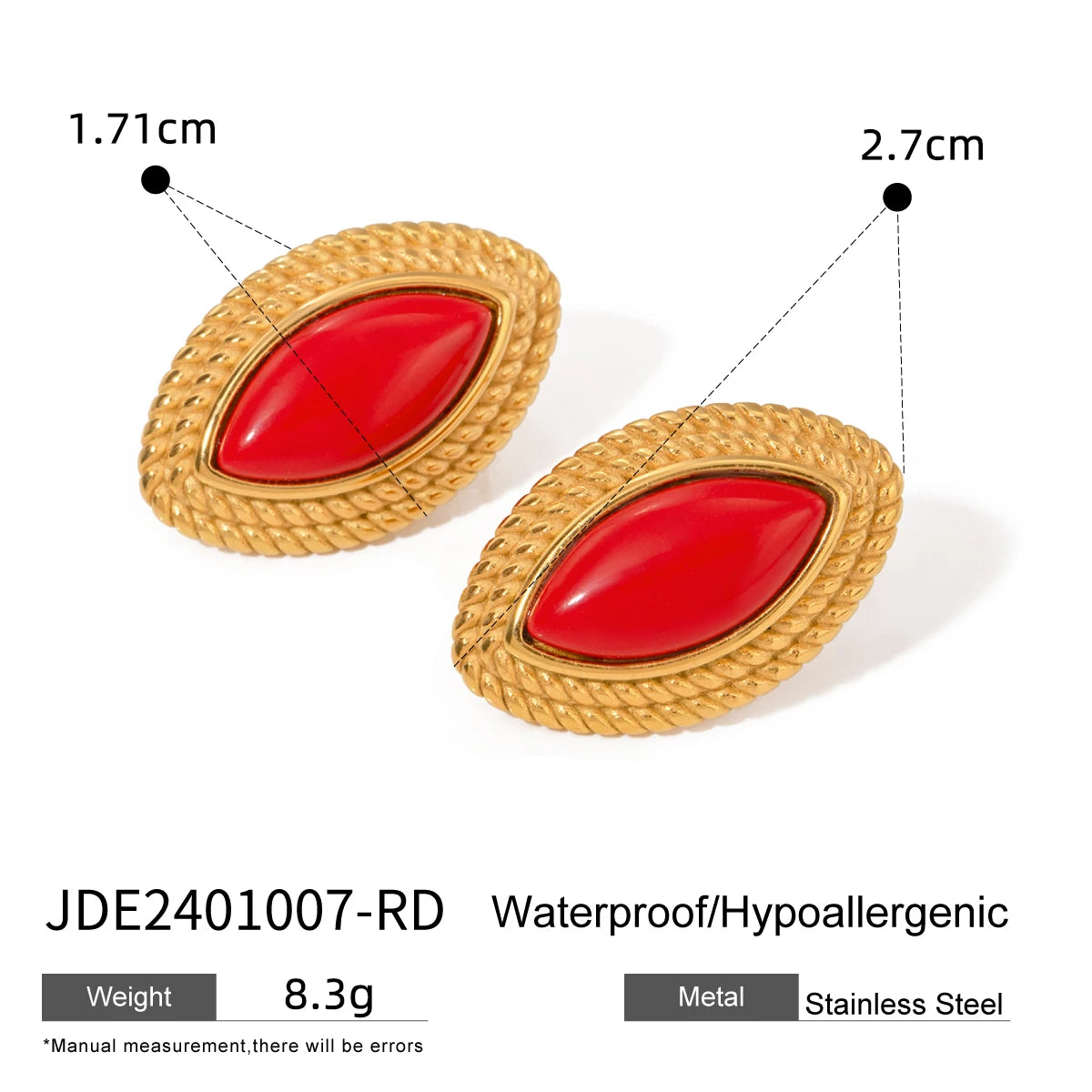 Uworld Best-Selling Waterproof 316L Stainless Steel Metal Geometric Personalized Daily Stud Earrings Gold Color Tarnish Jewelry