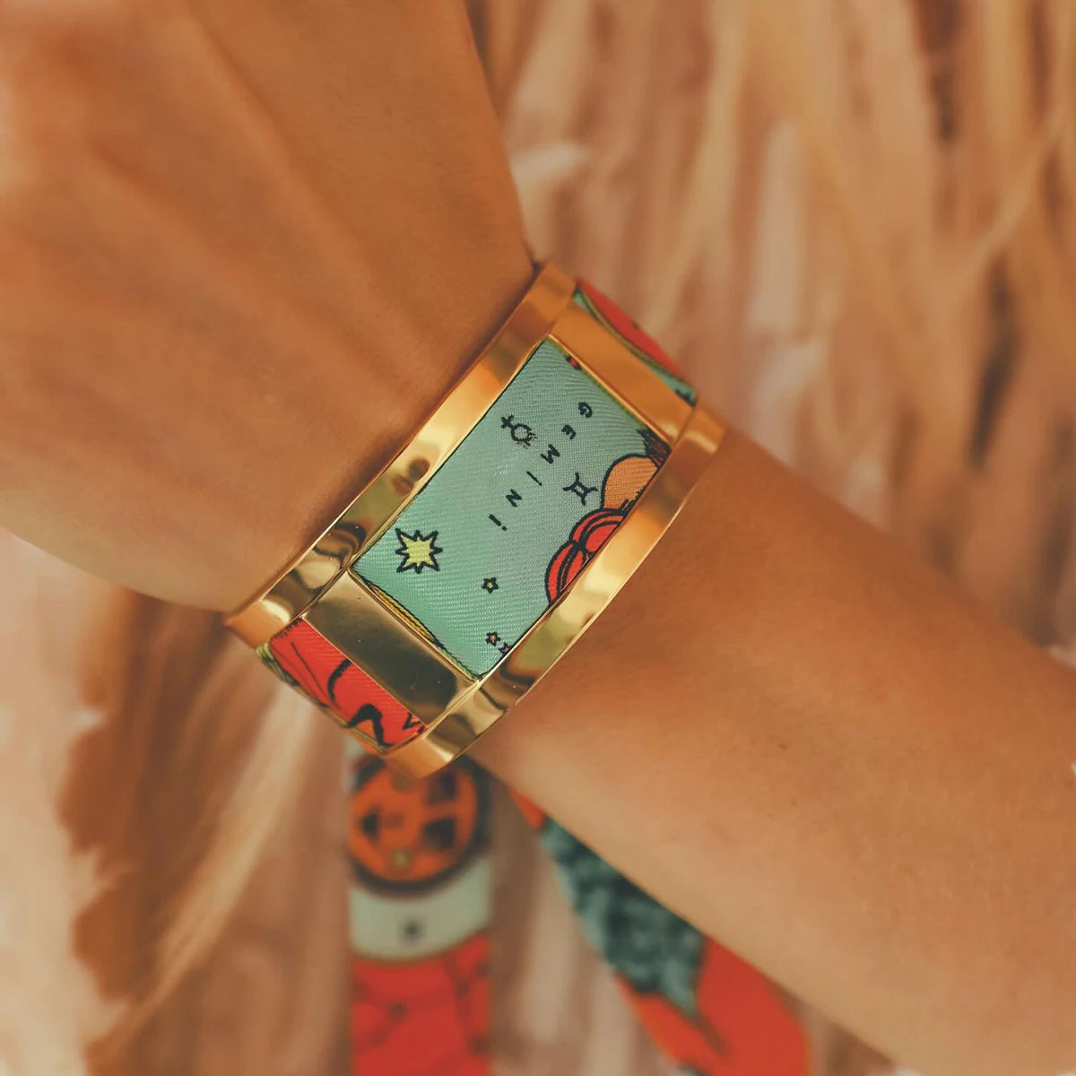 Uworld Stainless Steel Geometric Simple Color Cuff Bracelet Bangle Metal Texture Multi-Layer Temperament Fashion Waterproof