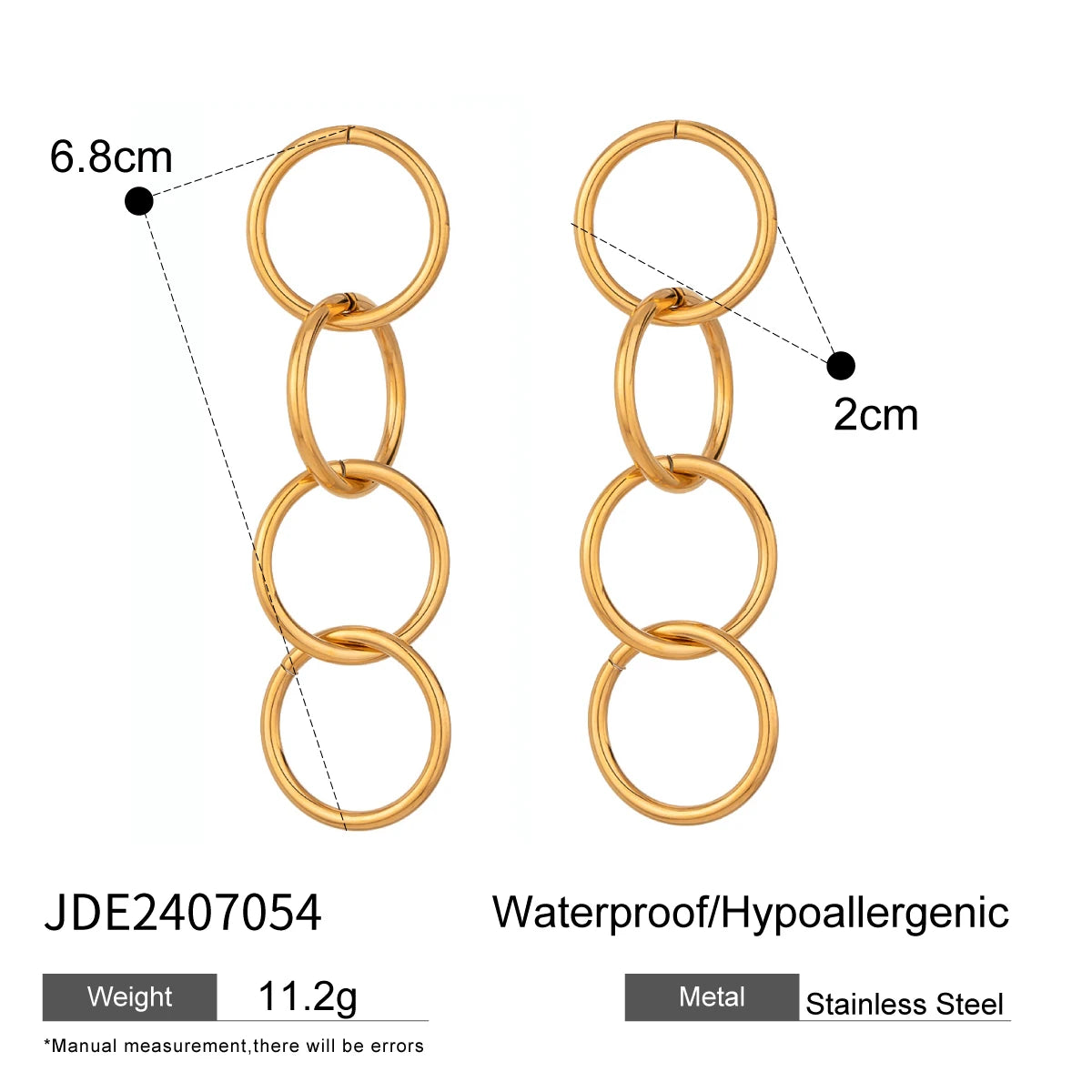 Uworld New Stainless Steel Geometric Ring Interlocking Circle Bracelet 18 K Plated Geometric Wrist for Women Bijoux Accessories