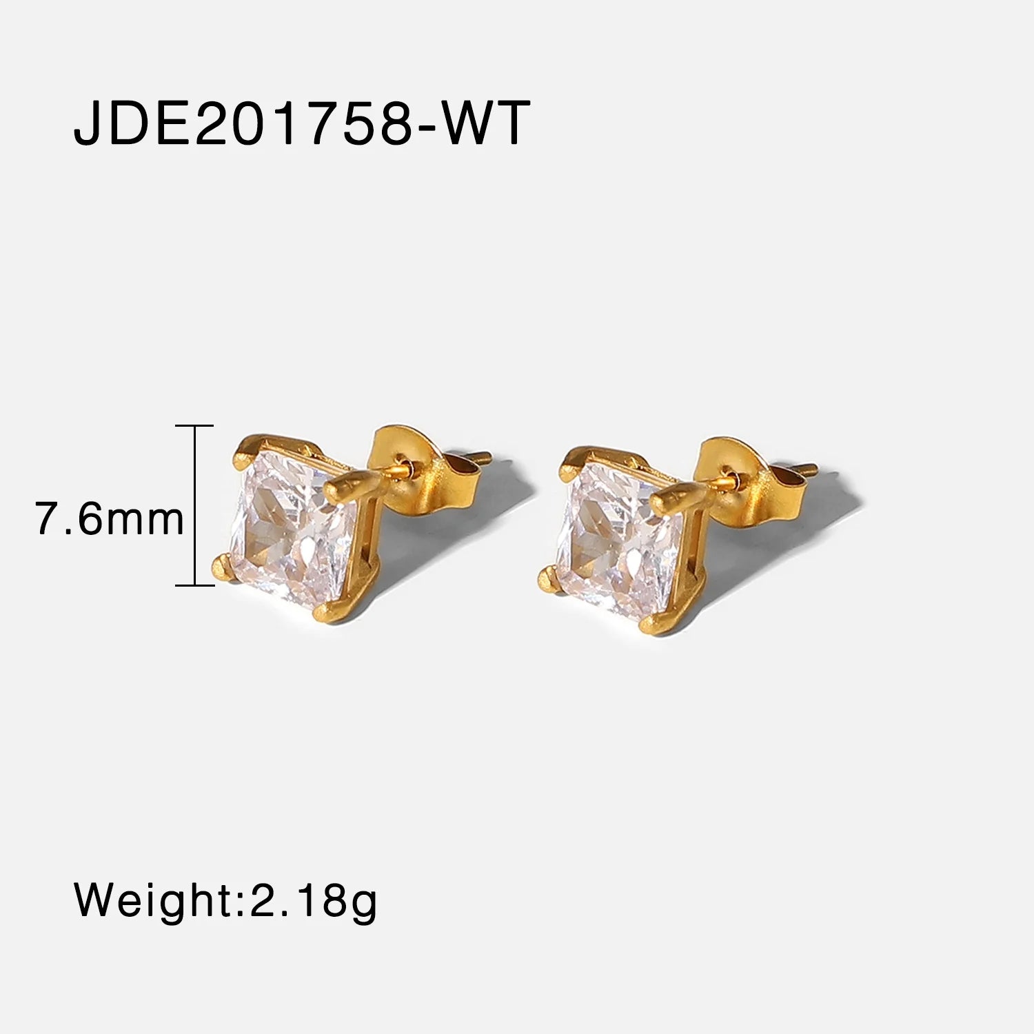 Uworld Bling Cubic Zirconia White Zircon Stud Earrings 18K Gold Plated Stainless Elegant Daily Delicate Jewelry Gift for Her