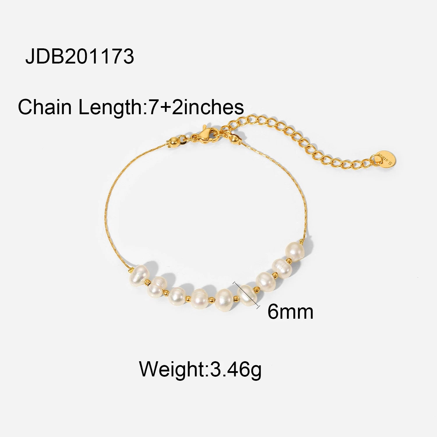 Uworld 316l Stainless Steel Natural Pearl Chain Bracelet Bangle for Women Elegant Fashion Jewelry Bijoux Waterproof Party Gift