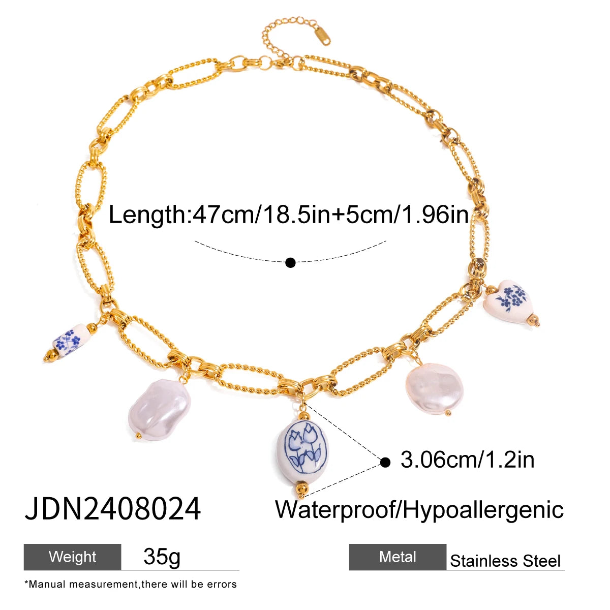 Uworld Stainless Steel Multi Ceramic Heart Charm Earring Necklace Set Cute Trendy Summer Sweet Colored Jewelry Women Gala Gift