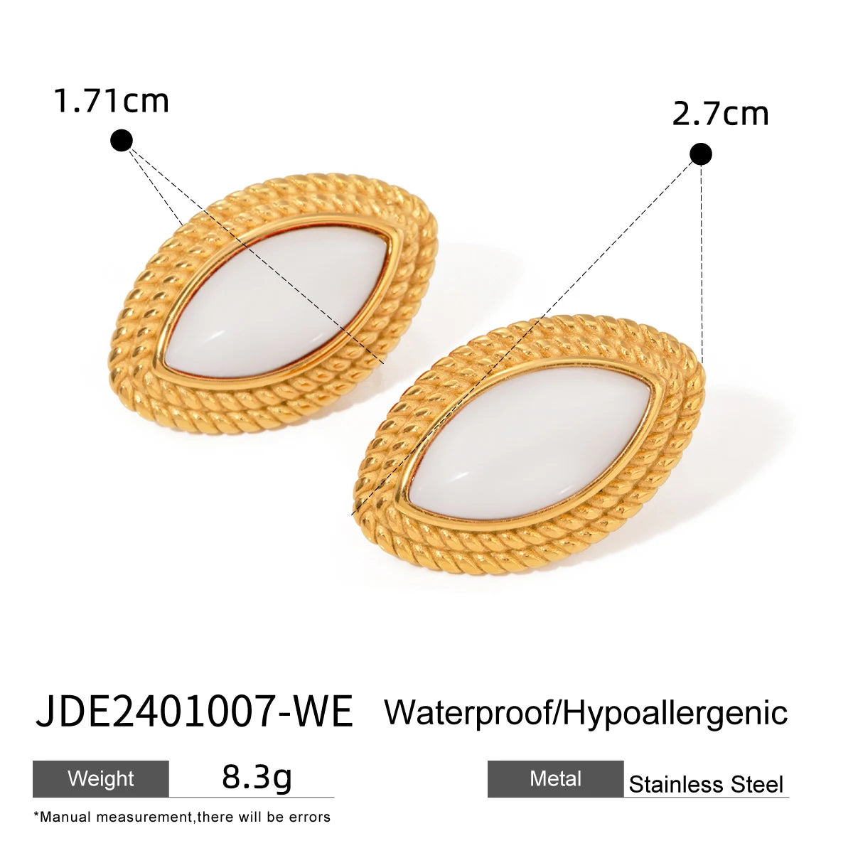 Uworld Best-Selling Waterproof 316L Stainless Steel Metal Geometric Personalized Daily Stud Earrings Gold Color Tarnish Jewelry