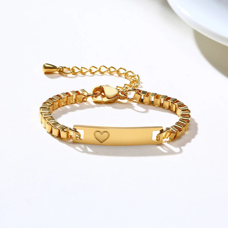 Personalize Baby Dad Mom Family Member Names Bar Bracelets Anti Allergy Stainless Steel Kids Girls Boys Adjustable Custom Gifts