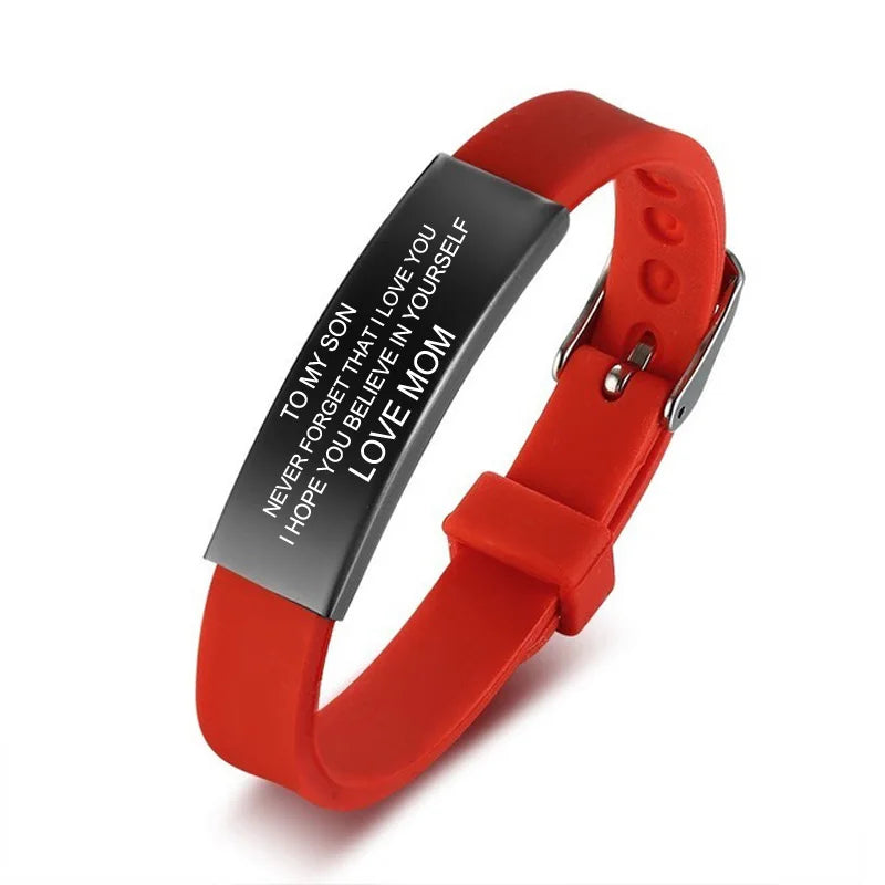 Personalized Rubber Silicone Bracelet ID Bracelet Bangle Adjustable Slide Custom Name for Women Men Girl Boy