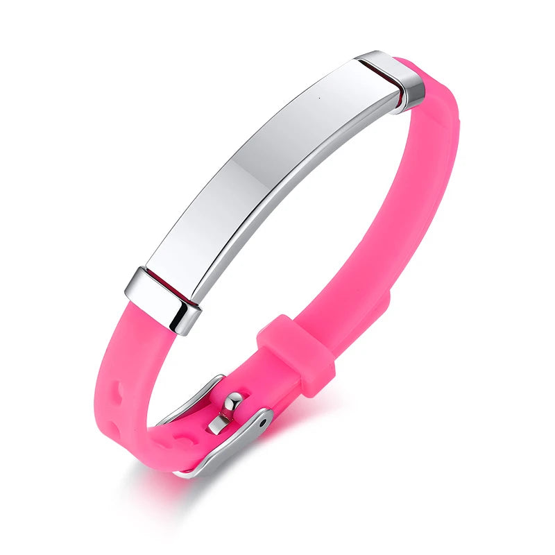 Personalized Rubber Silicone Bracelet ID Bracelet Bangle Adjustable Slide Custom Name for Women Men Girl Boy