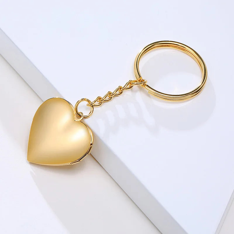 Women's Personalize Engrave Name Heart Locket Key Chains, Custom The Photo of Family, Love Keepsake Gifts