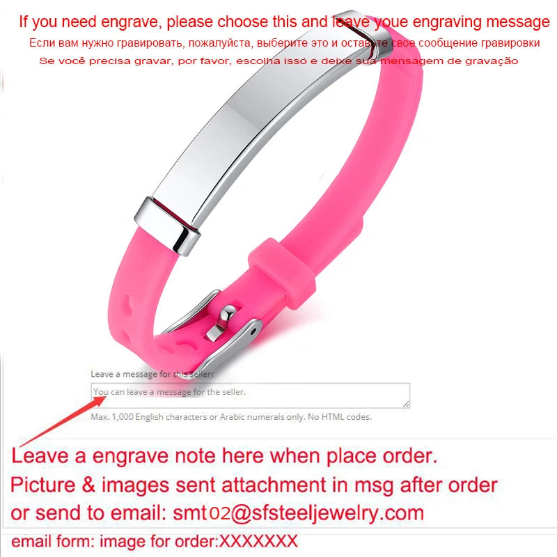 Personalized Rubber Silicone Bracelet ID Bracelet Bangle Adjustable Slide Custom Name for Women Men Girl Boy