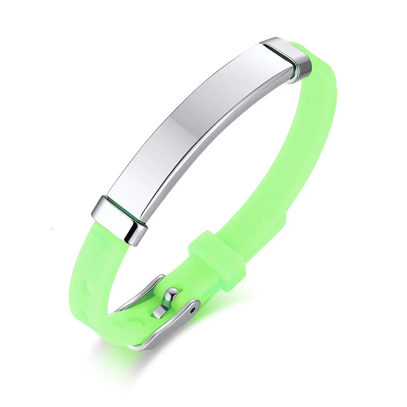 Personalized Rubber Silicone Bracelet ID Bracelet Bangle Adjustable Slide Custom Name for Women Men Girl Boy