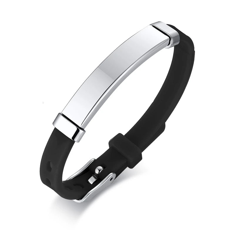 Personalized Rubber Silicone Bracelet ID Bracelet Bangle Adjustable Slide Custom Name for Women Men Girl Boy