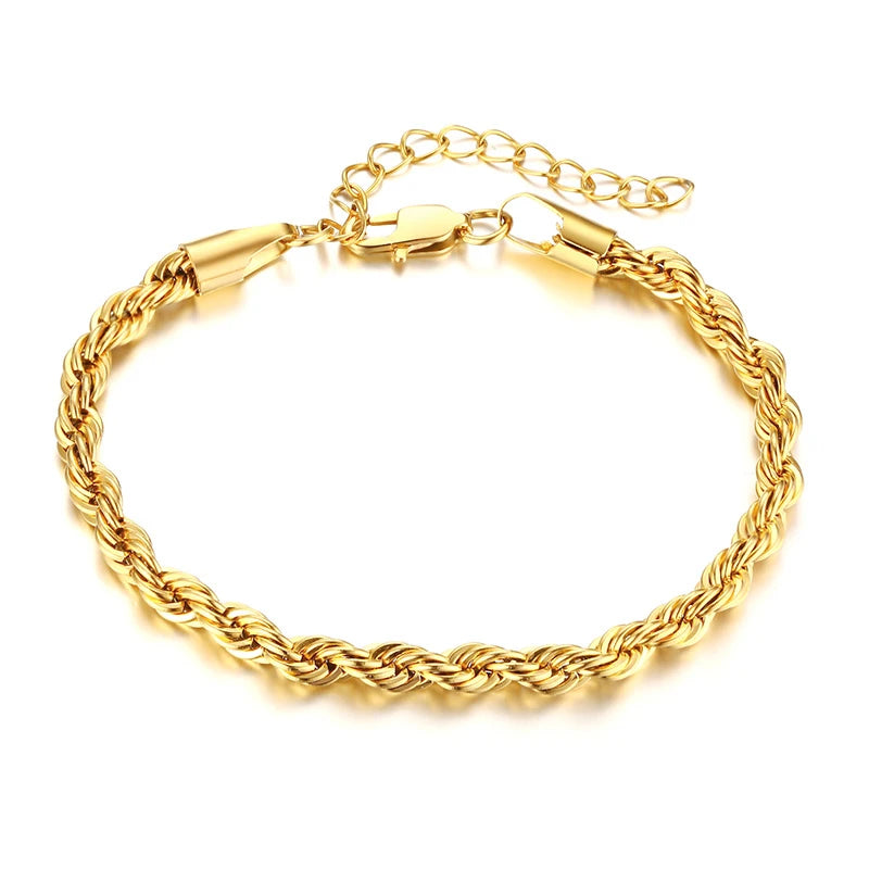 Simple Figaro Flat Snake Chain Bracelets for Women, Gold Color Stainless Steel Wrist Jewelry Length Adjustable