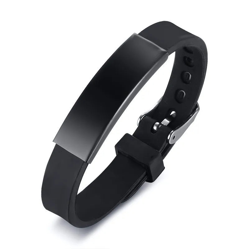 Personalized Rubber Silicone Bracelet ID Bracelet Bangle Adjustable Slide Custom Name for Women Men Girl Boy