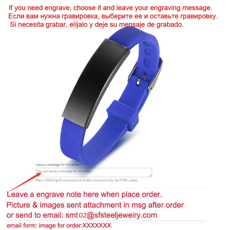 Personalized Rubber Silicone Bracelet ID Bracelet Bangle Adjustable Slide Custom Name for Women Men Girl Boy