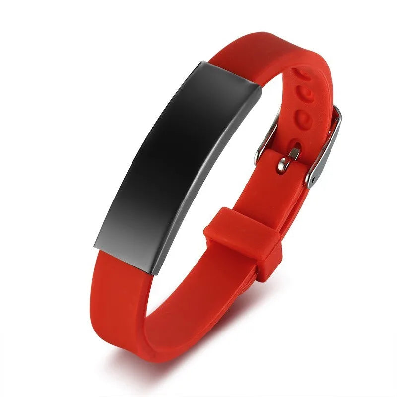 Personalized Rubber Silicone Bracelet ID Bracelet Bangle Adjustable Slide Custom Name for Women Men Girl Boy