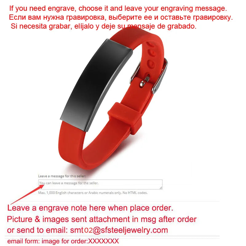 Personalized Rubber Silicone Bracelet ID Bracelet Bangle Adjustable Slide Custom Name for Women Men Girl Boy