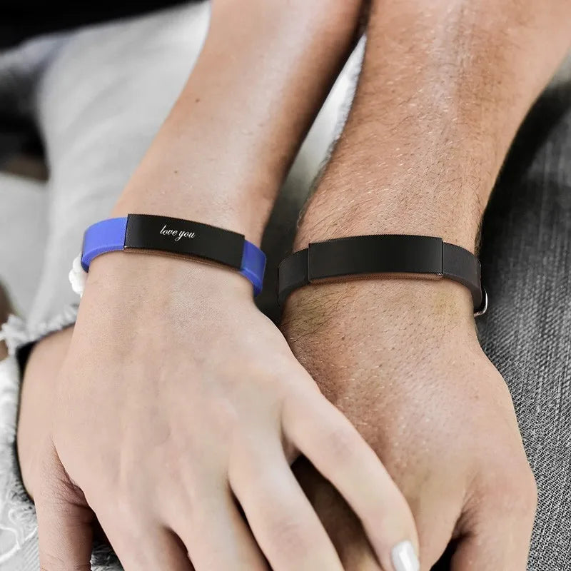 Personalized Rubber Silicone Bracelet ID Bracelet Bangle Adjustable Slide Custom Name for Women Men Girl Boy