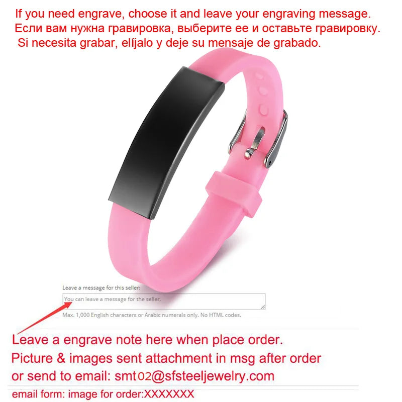 Personalized Rubber Silicone Bracelet ID Bracelet Bangle Adjustable Slide Custom Name for Women Men Girl Boy