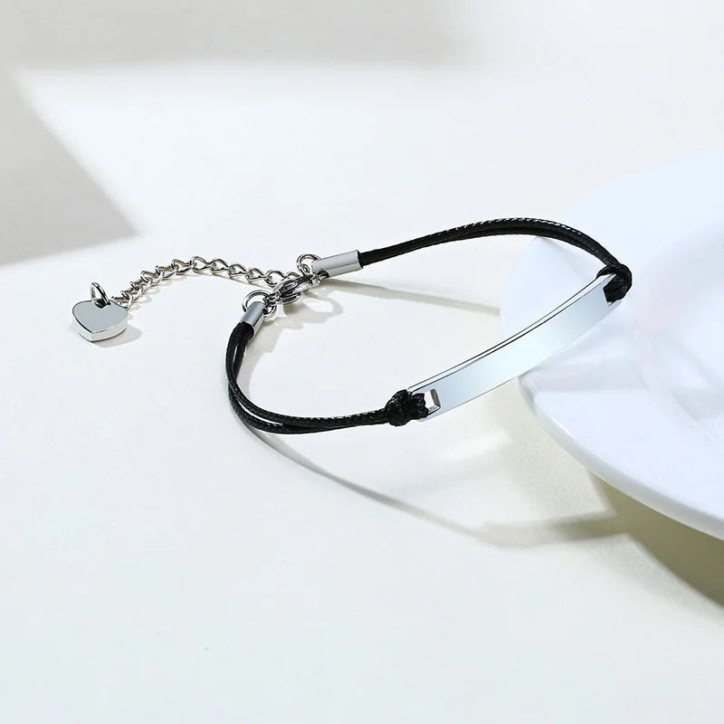 Free Custom Name Bracelet for Women,Stainless Steel Link Chain Bracelet,Elegant Personalized ID Bar Bracelets,Chic Jewelry Gifts