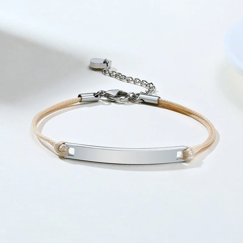 Free Custom Name Bracelet for Women,Stainless Steel Link Chain Bracelet,Elegant Personalized ID Bar Bracelets,Chic Jewelry Gifts