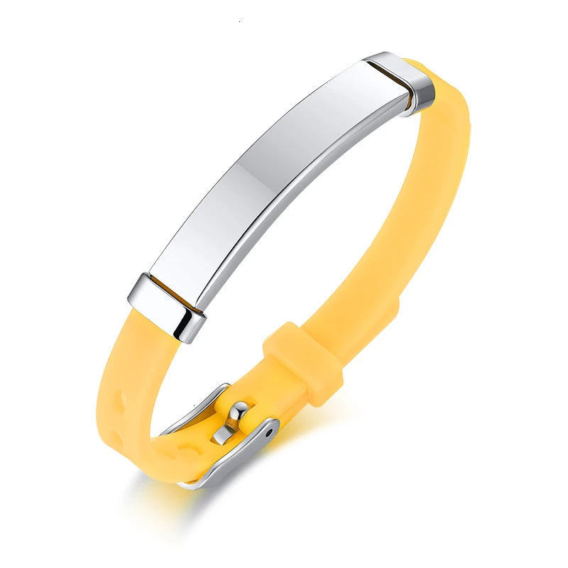 Personalized Rubber Silicone Bracelet ID Bracelet Bangle Adjustable Slide Custom Name for Women Men Girl Boy