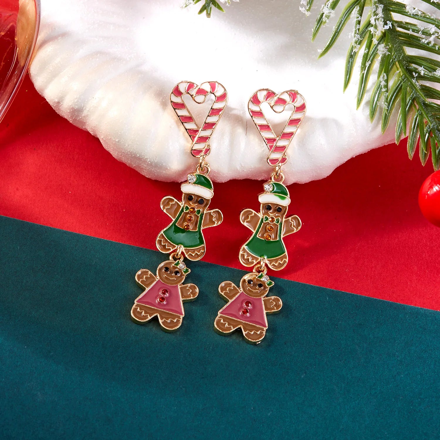 Creative Christmas Colorful Hairball Tassel Earring for Women Round Ball Xmas Tree Gingerbread Man Zircon Earrings Party Jewelry