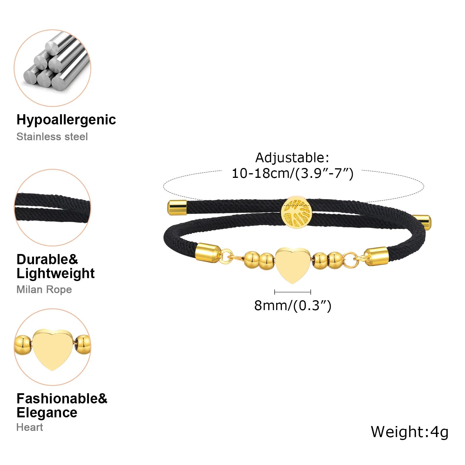 Nautical Woven Friendship Milan Rope Heart Bracelet,Handmade Wrap String Stainless Steel Beaded with Tree of Life Bracelets