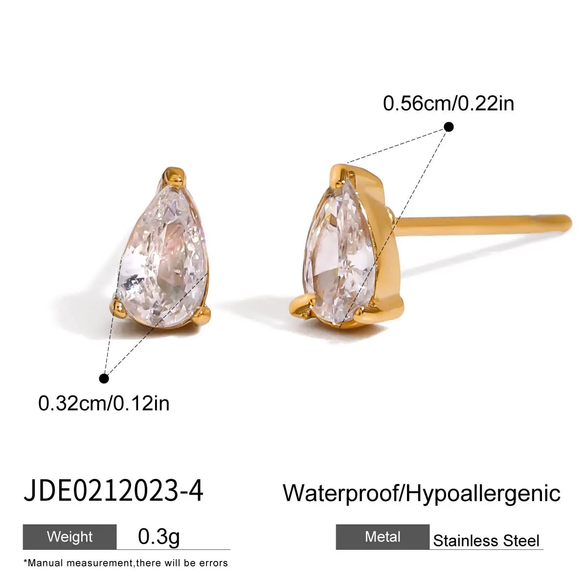 Uworld Bling Cubic Zirconia White Zircon Stud Earrings 18K Gold Plated Stainless Elegant Daily Delicate Jewelry Gift for Her