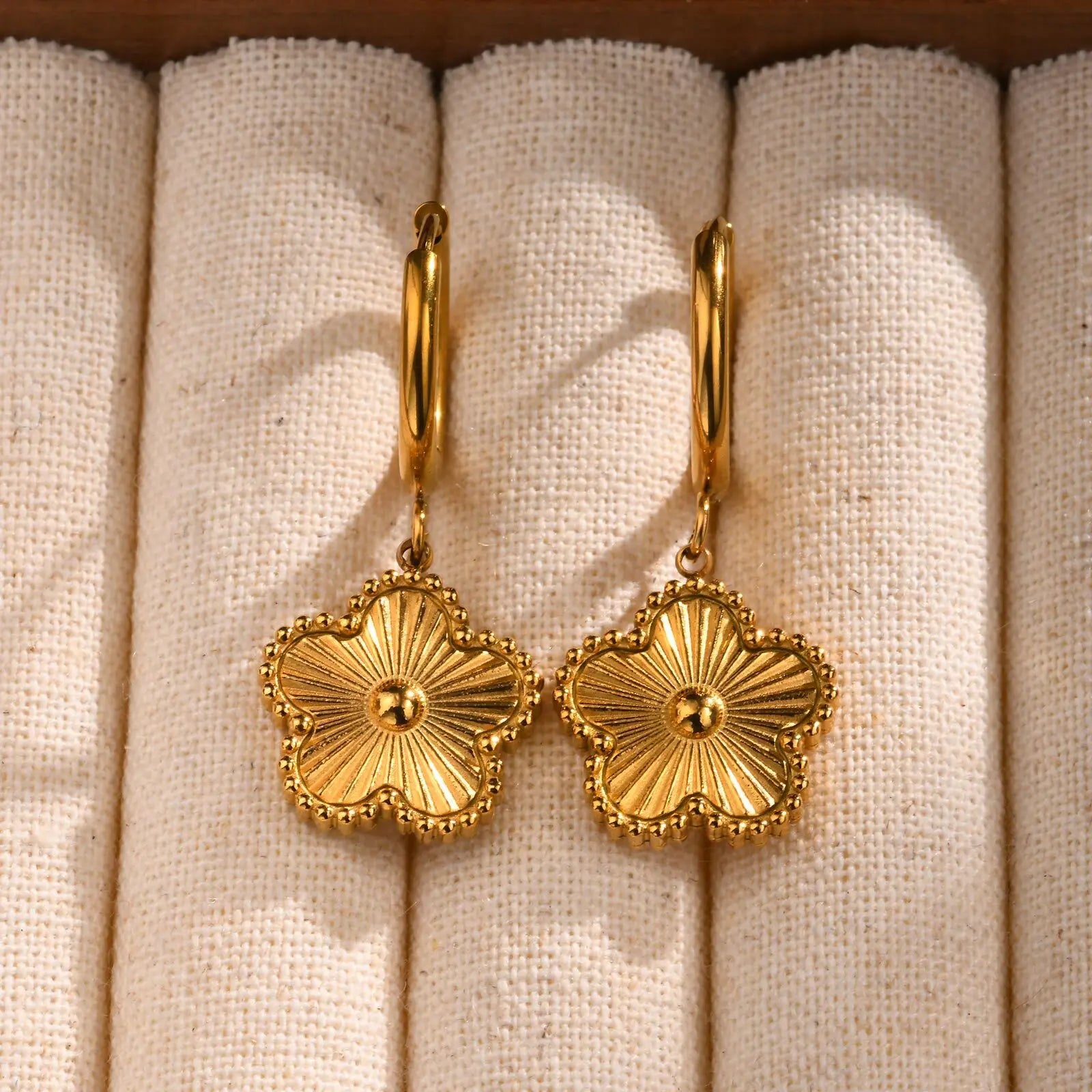 Flower Drop Earrings for Women, Stainless Steel Lucky Earring Wholesale