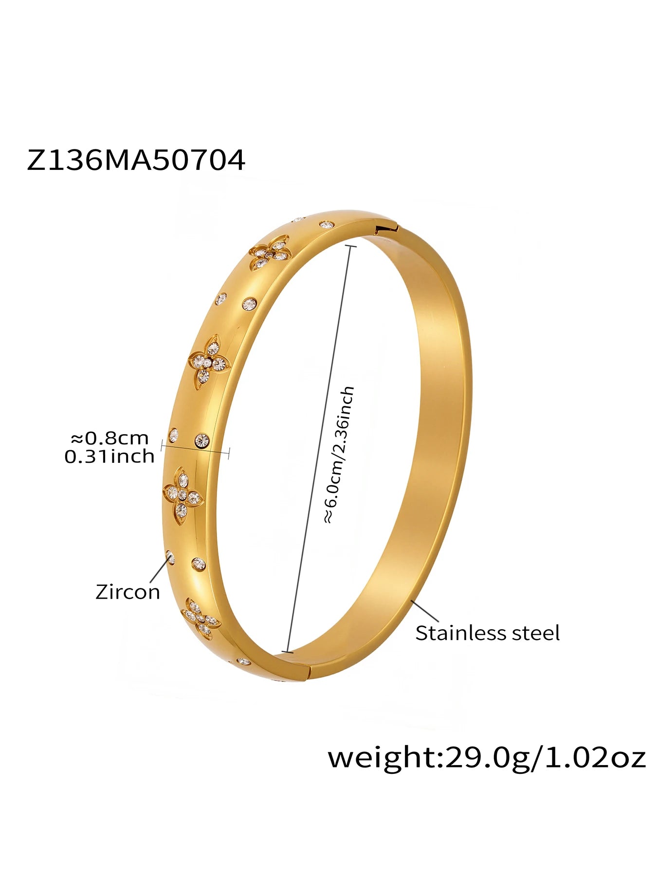 Nivora High Quality Stainless Steel Zircon Round Smooth Bangles For Women Minimalist Rust Proof Casting Jewelry Women Bracelets