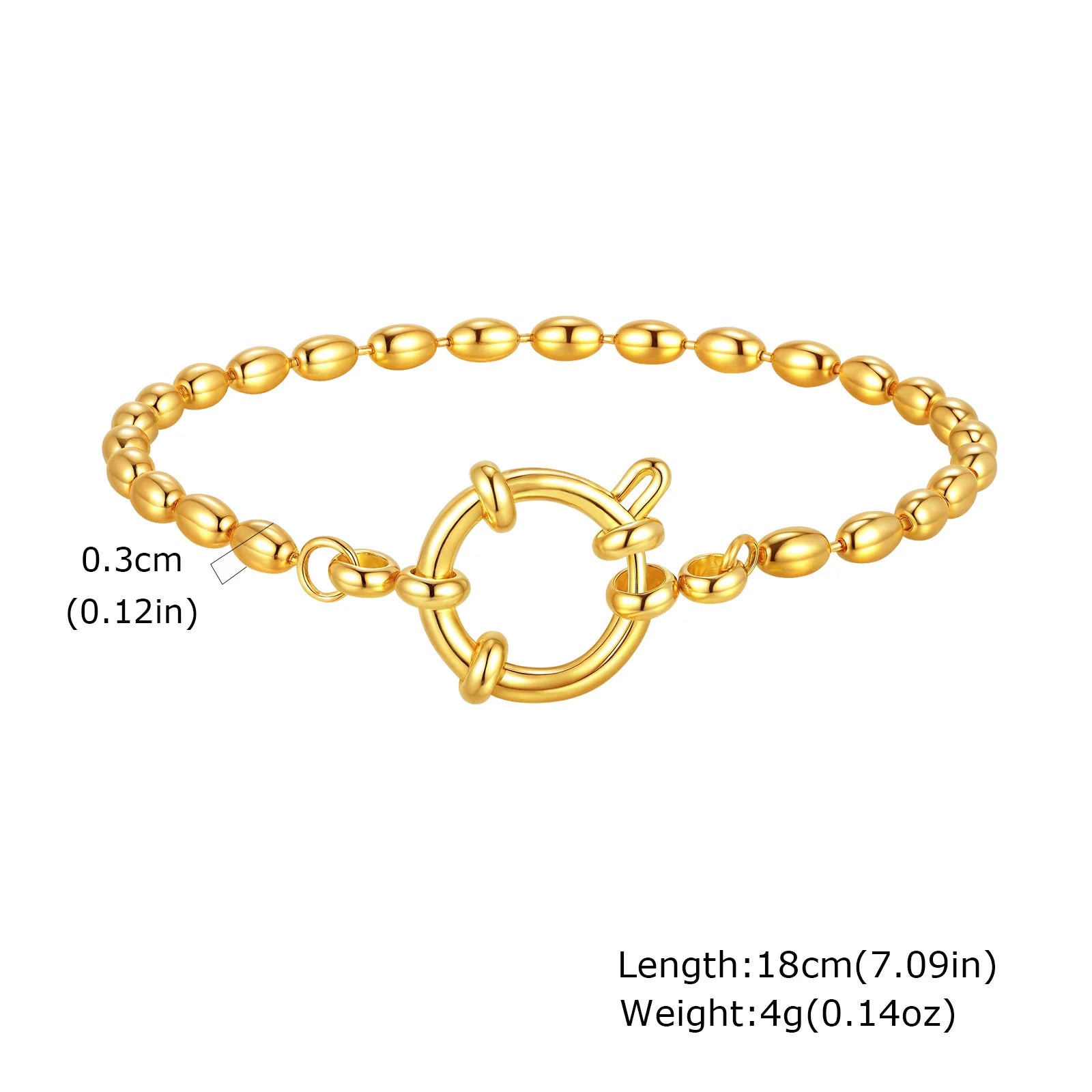 18k Gold Plated Braclet for Women, Spring Ring Clasp Bracelet, Stainless Steel Cuban/Paperclip/Snake/Rope Twist Chain Wirstband