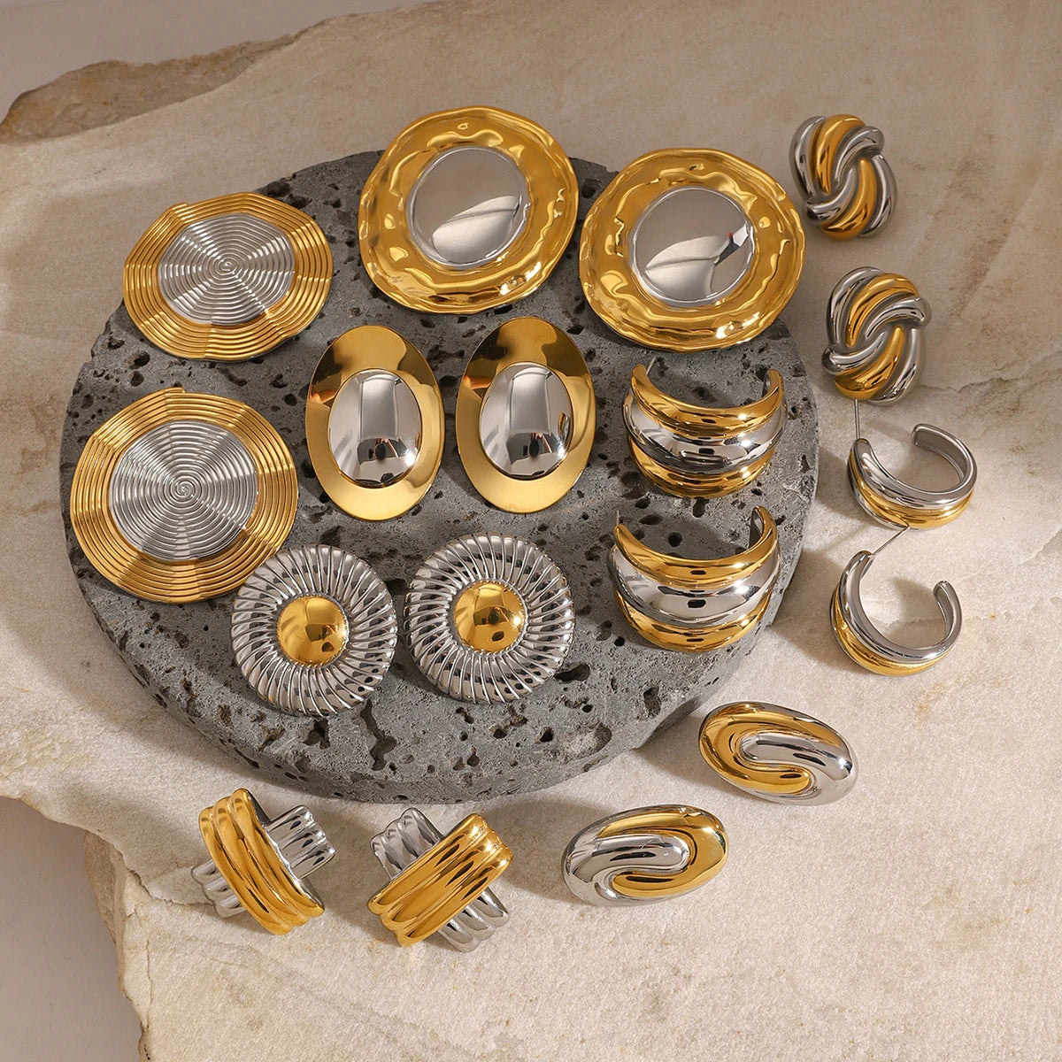 Uworld Tie A Knot Silver And Gold Color Mixed Earrings Two Tone Ear Studs Women's Accessories Gift for her