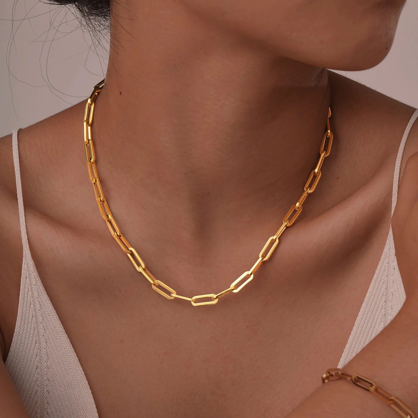 Paperclip Chain Necklace, Stainless Steel Layering Neck Jewelry for Women, Hip Pop Necklace 5mm