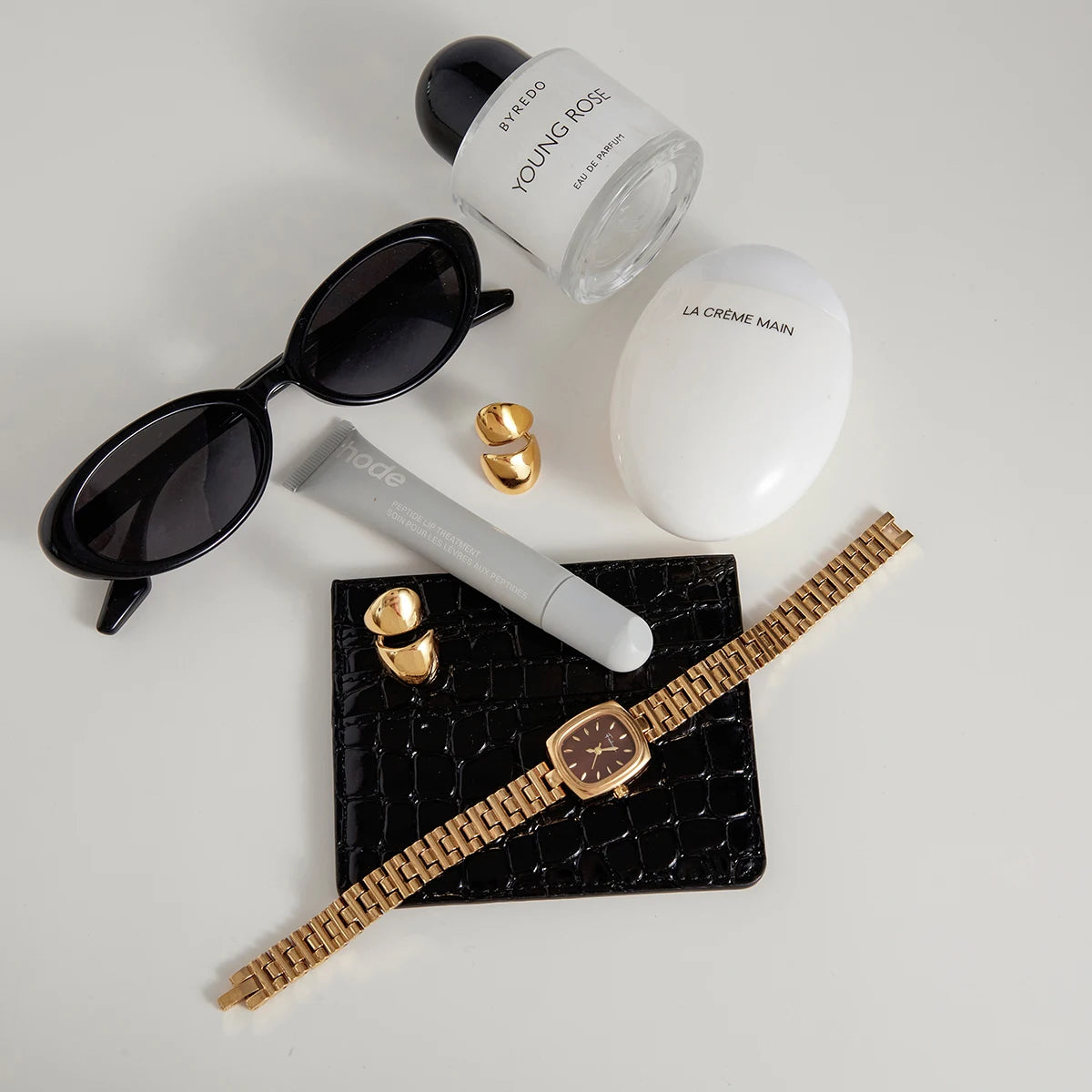 Uworld Classic 18K Plated Gold Color Wide-Faced Double-Layer Ear Clip Earrings Women Waterproof Stainless Steel Earring Jewelry