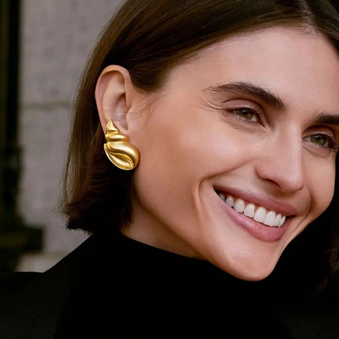 Uworld Vintage Conch Charm Stud Earrings Waterproof  Trendy Jewelry Lead-free Nickel-free Hypoallergenic Jewelry Bijoux