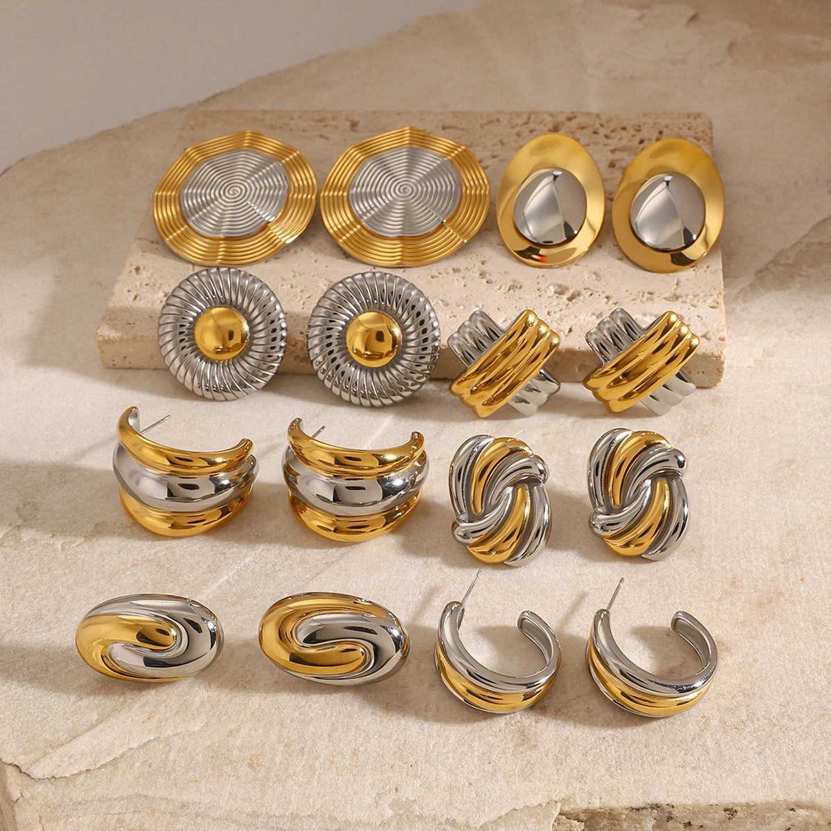 Uworld Tie A Knot Silver And Gold Color Mixed Earrings Two Tone Ear Studs Women's Accessories Gift for her