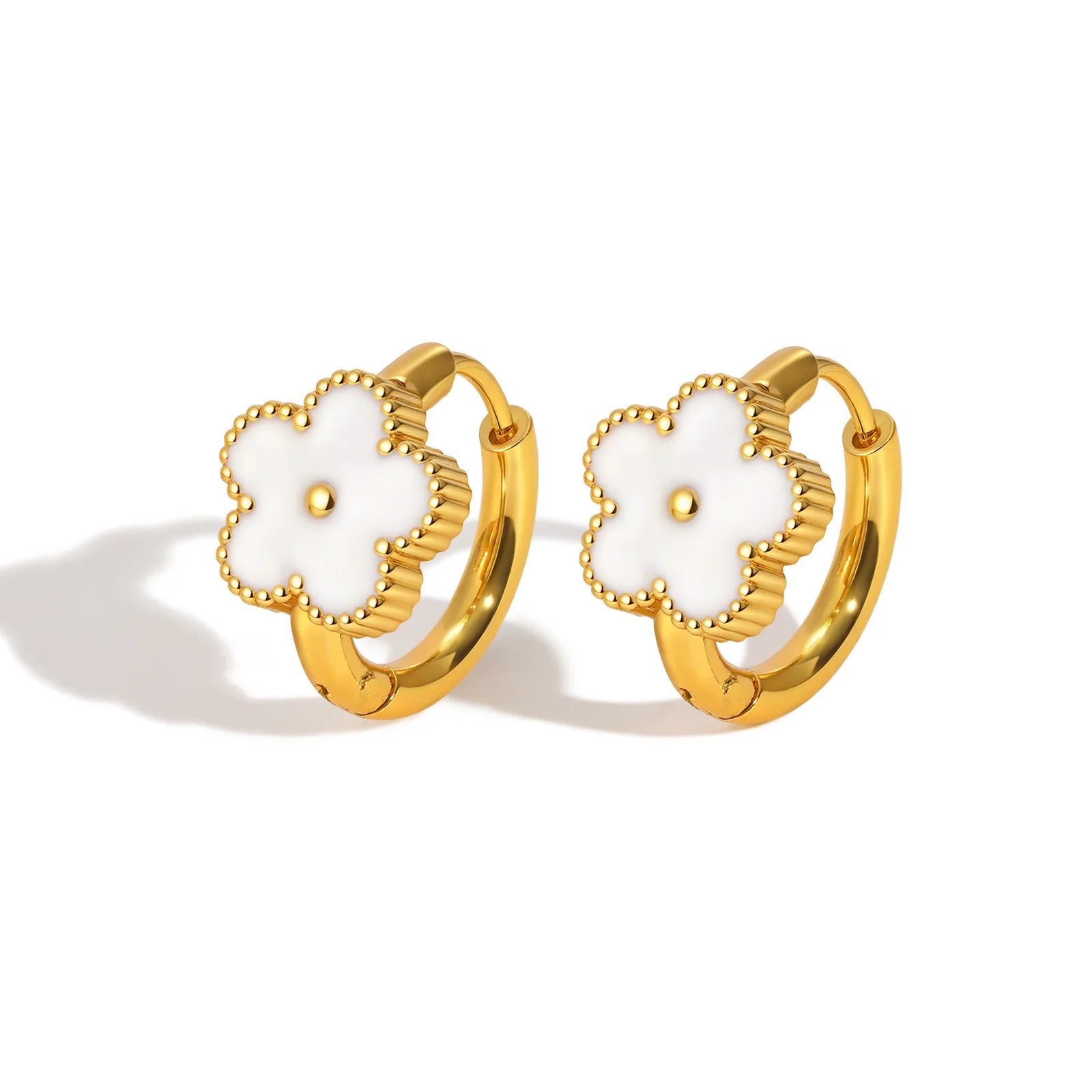 Elegant Cinquefoil Flower Earrings for Women,Gold Plated Stainless Steel Earrings,Fashion Jewellery Gift