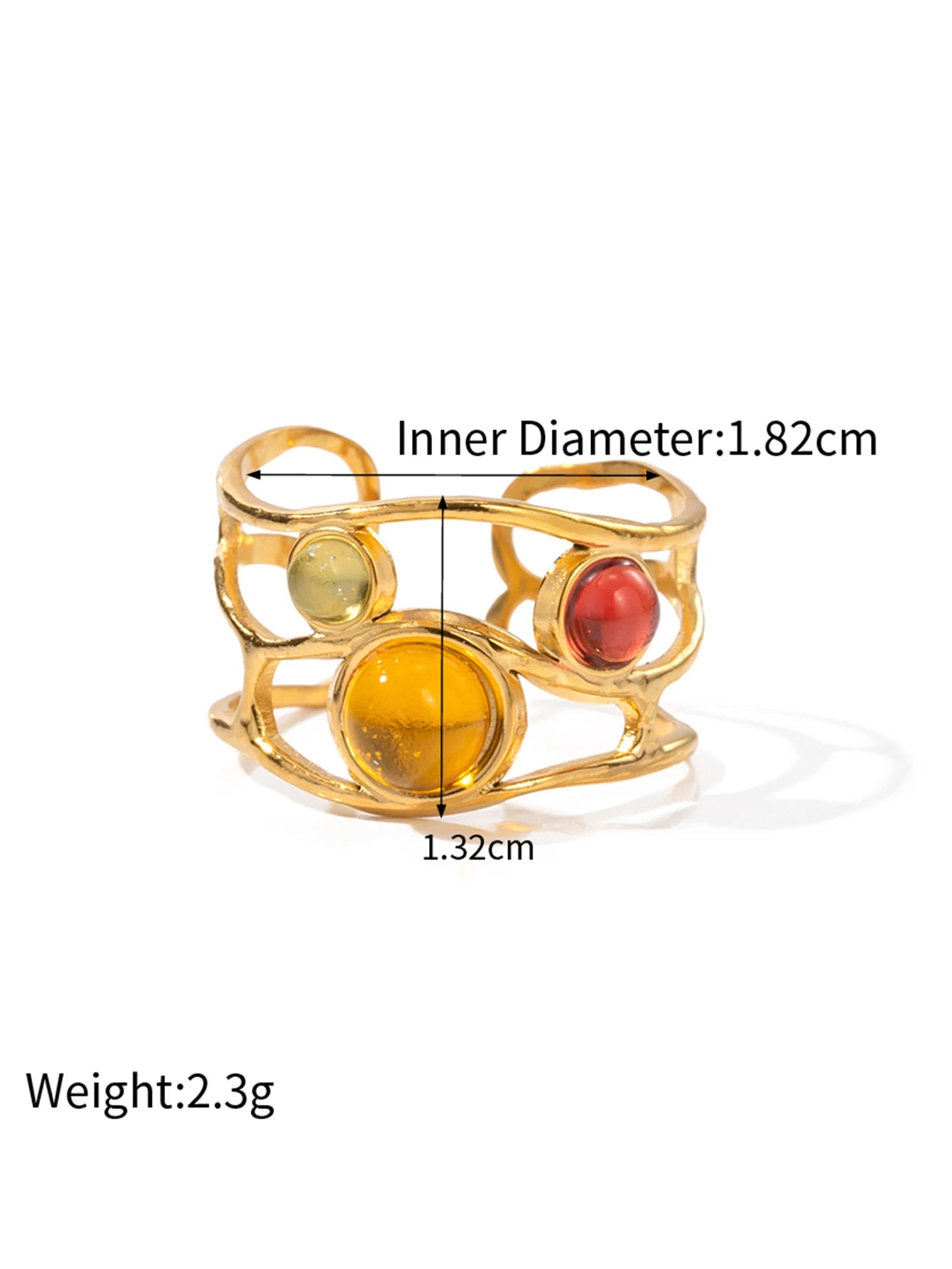 Uworld Fashion Y2k Blue Rhinestone Ring 18k Gold Color Plated Stainless Steel Stackable Asymmetric Ring Women's Jewelry Party Gi