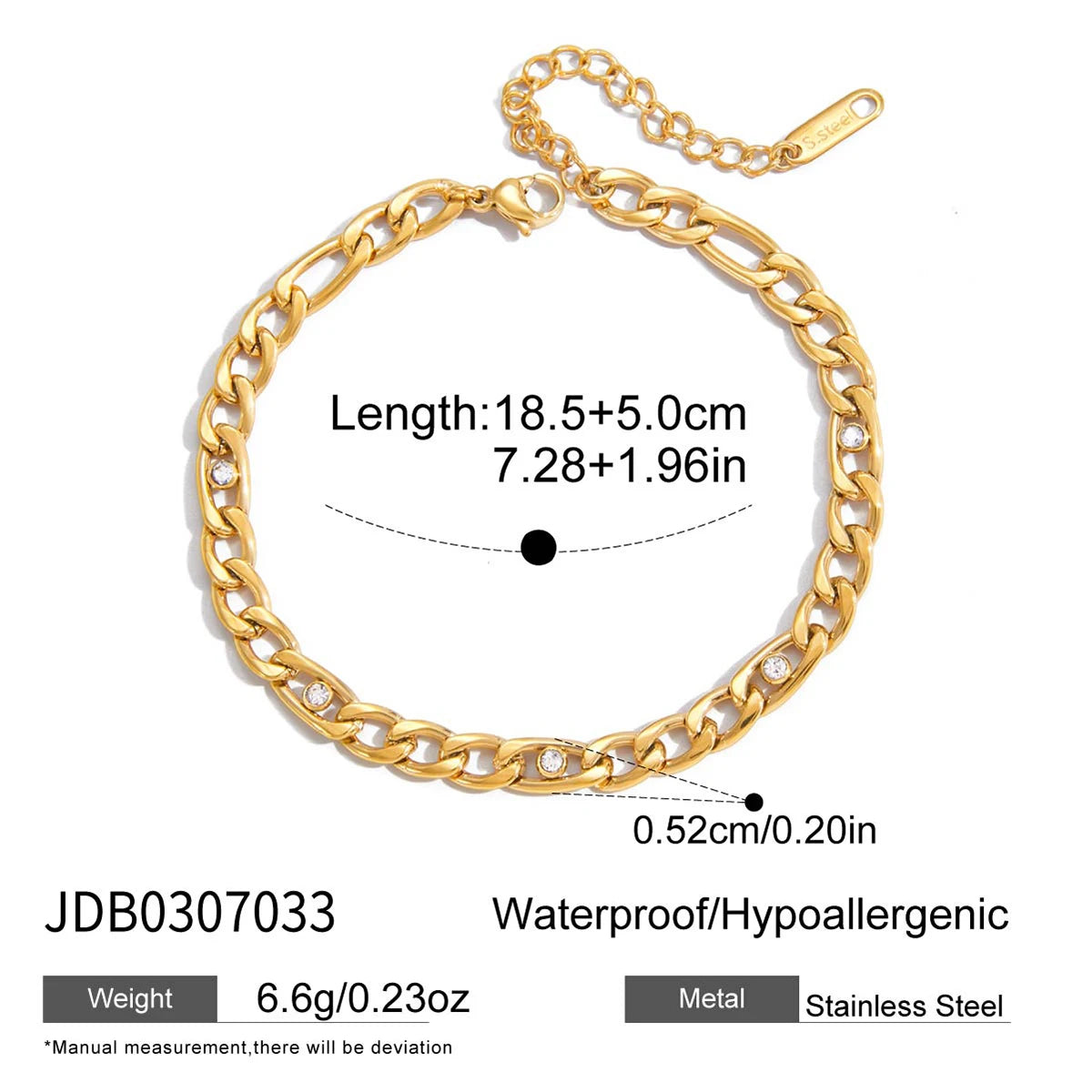 Uworld Classic Trendy 18K Gold Color Plated Inlay White Zircon Irregular Hollow Bracelet Waterproof Stainless Steel Jewelry Gift