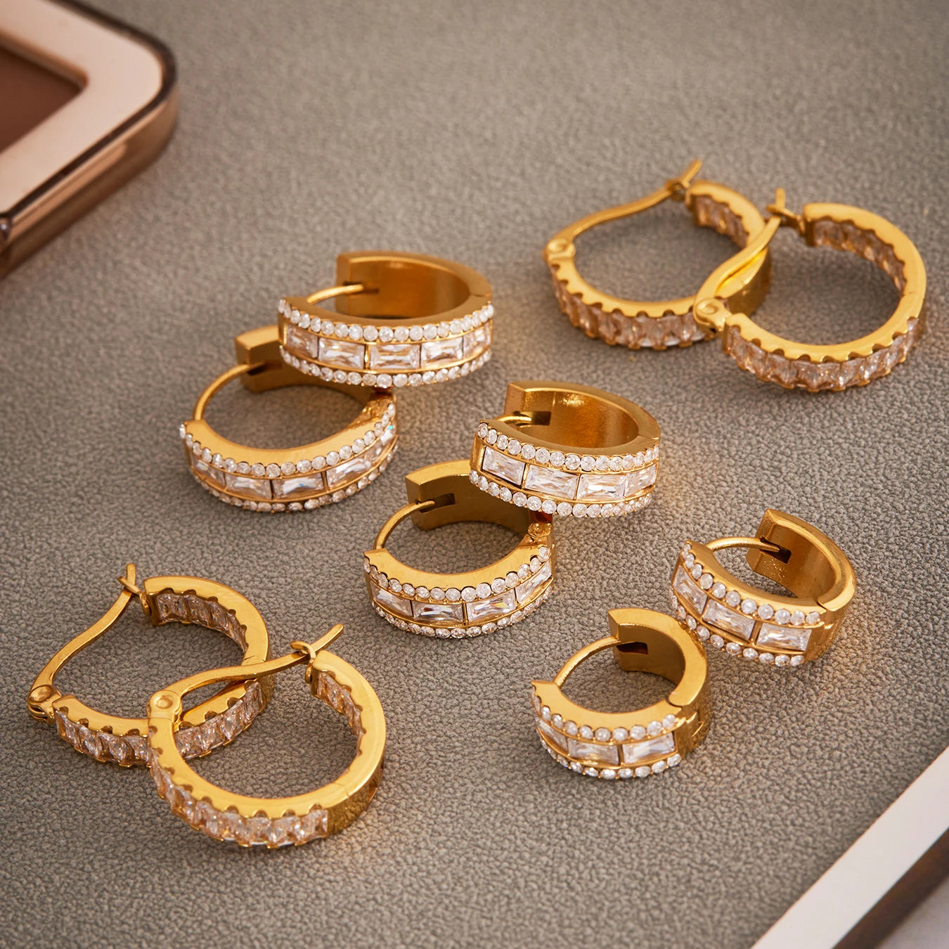 Nivora Luxury Full Zircon Hoop Earrings For Women Stainless Steel PVD Gold Plated Hypoallergenic Wedding Women Earrings Jewelry