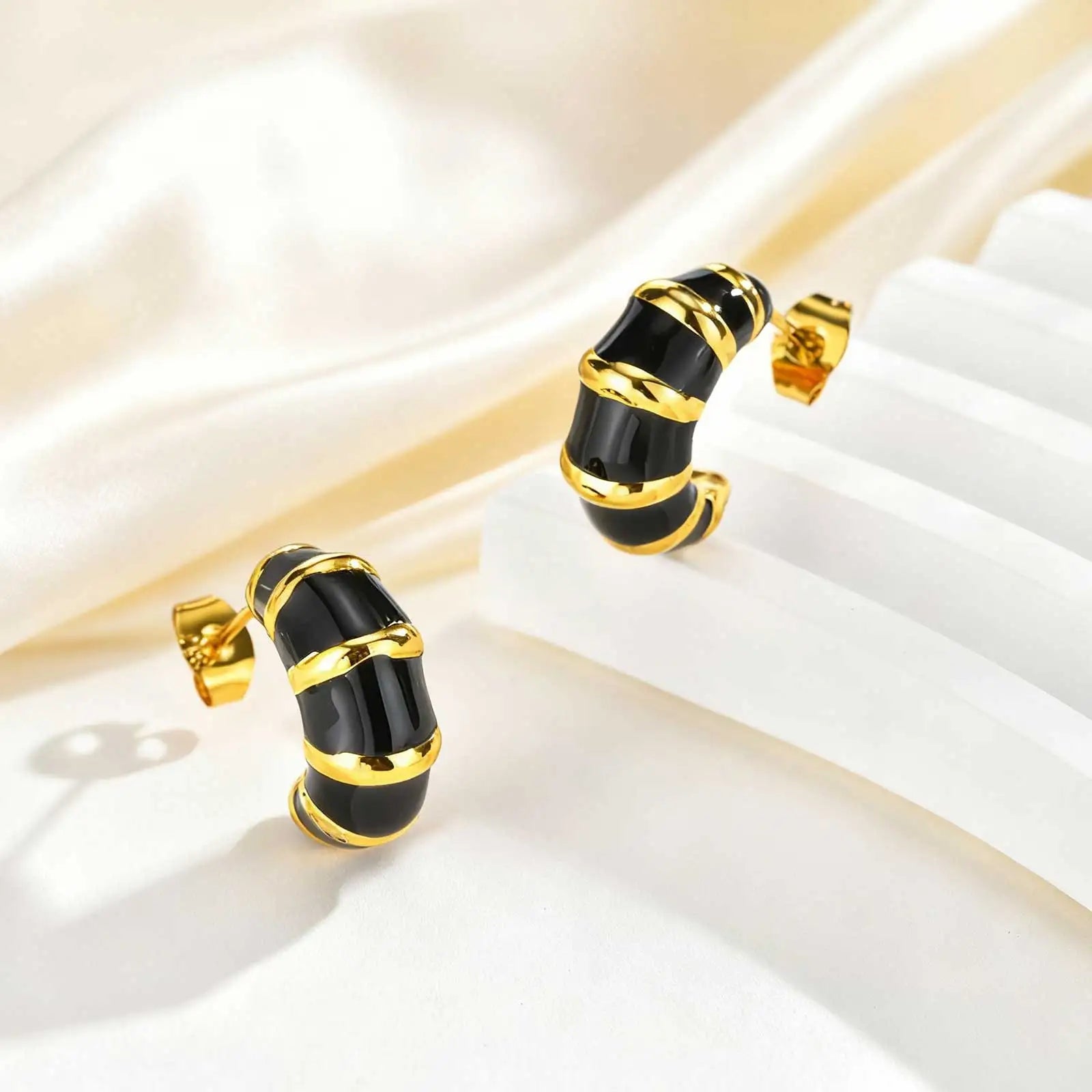 Unique C-shaped Stud Earrings for Women,Gold Plated Stainless Steel Geometric Earrings,Charm Party Accessories Gifts