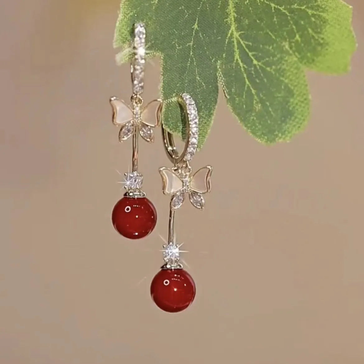 Exquisite Full Rhinestone Red Love Heart Drop Earrings For Women Luxury Shiny Zircon Tassel Long Earring Daily Party Jewelry