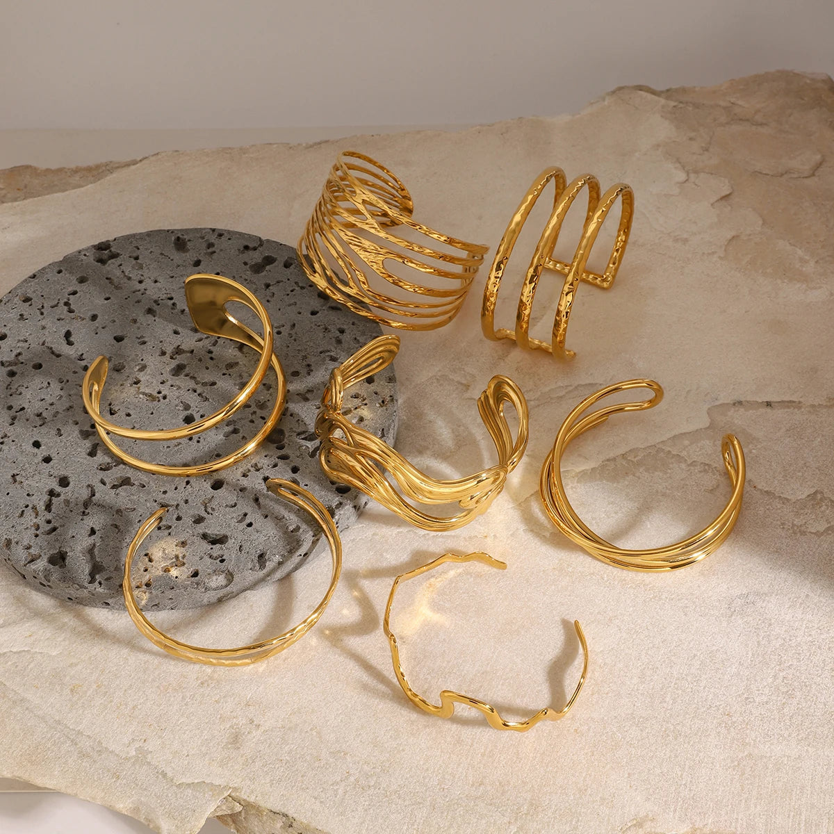 Uworld Fashion Handmade Hammered Stacking Bracelets Line Bangles Women's Jewelry Gift for Her