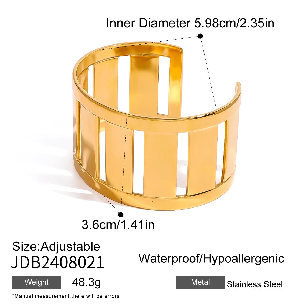 Uworld Stainless Steel Geometric Simple Color Cuff Bracelet Bangle Metal Texture Multi-Layer Temperament Fashion Waterproof