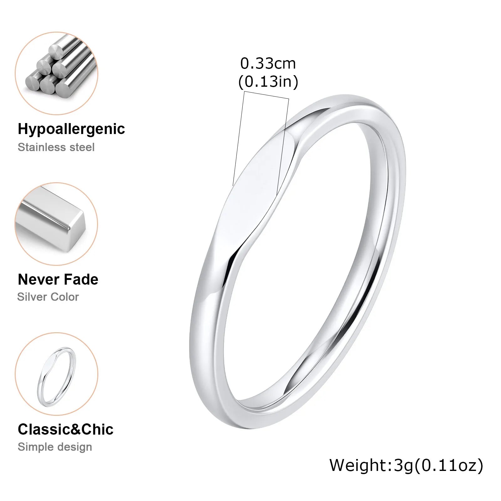 Geometry Slim Signet Rings for Women, Stainless Steel Finger Pinky Ring Gold Color, Wedding Band Party Gift