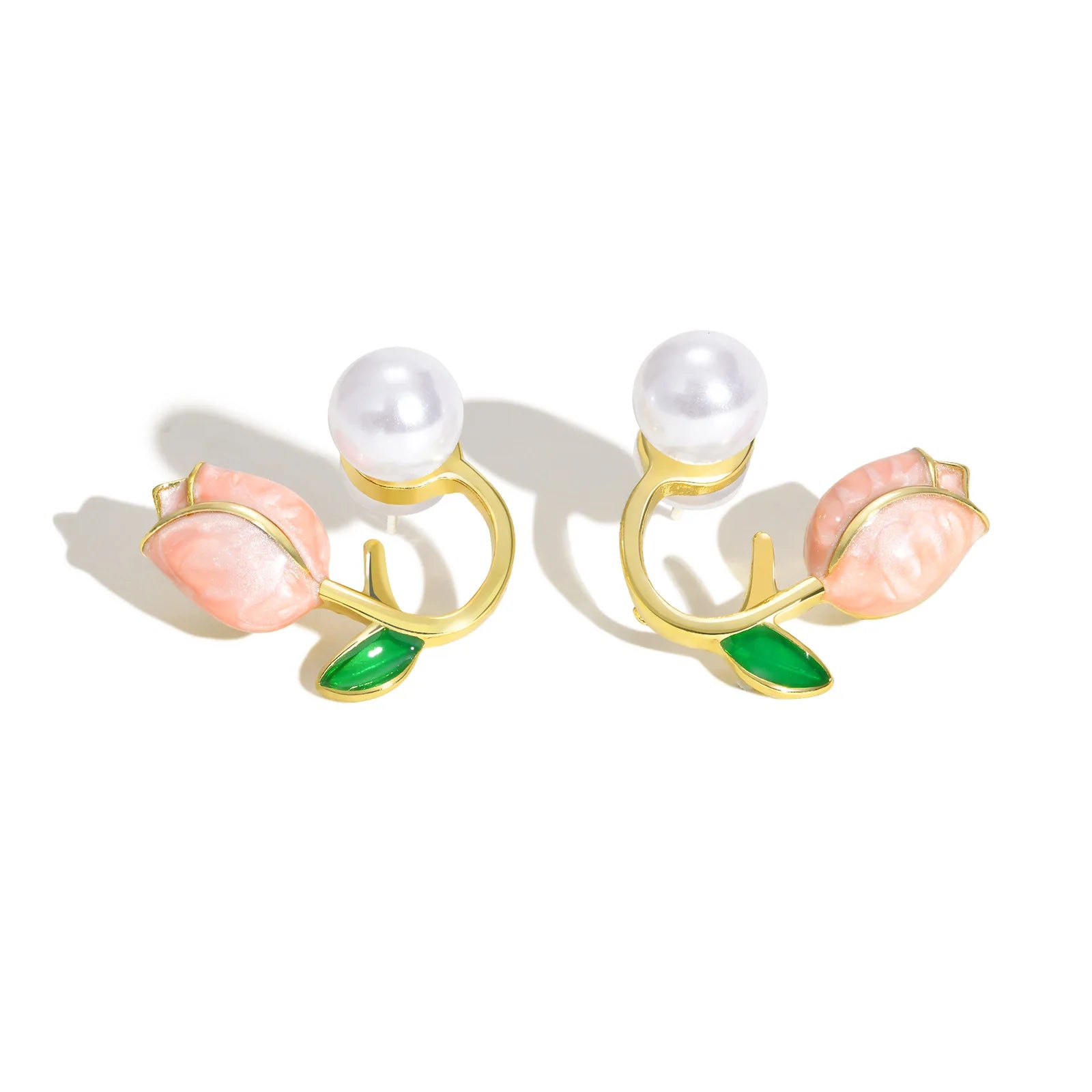 Elegant Tulip Imitation Pearl Earrings for Women,Unique Pink Earrings,Exquisite Jewelry Mother's Day Gift