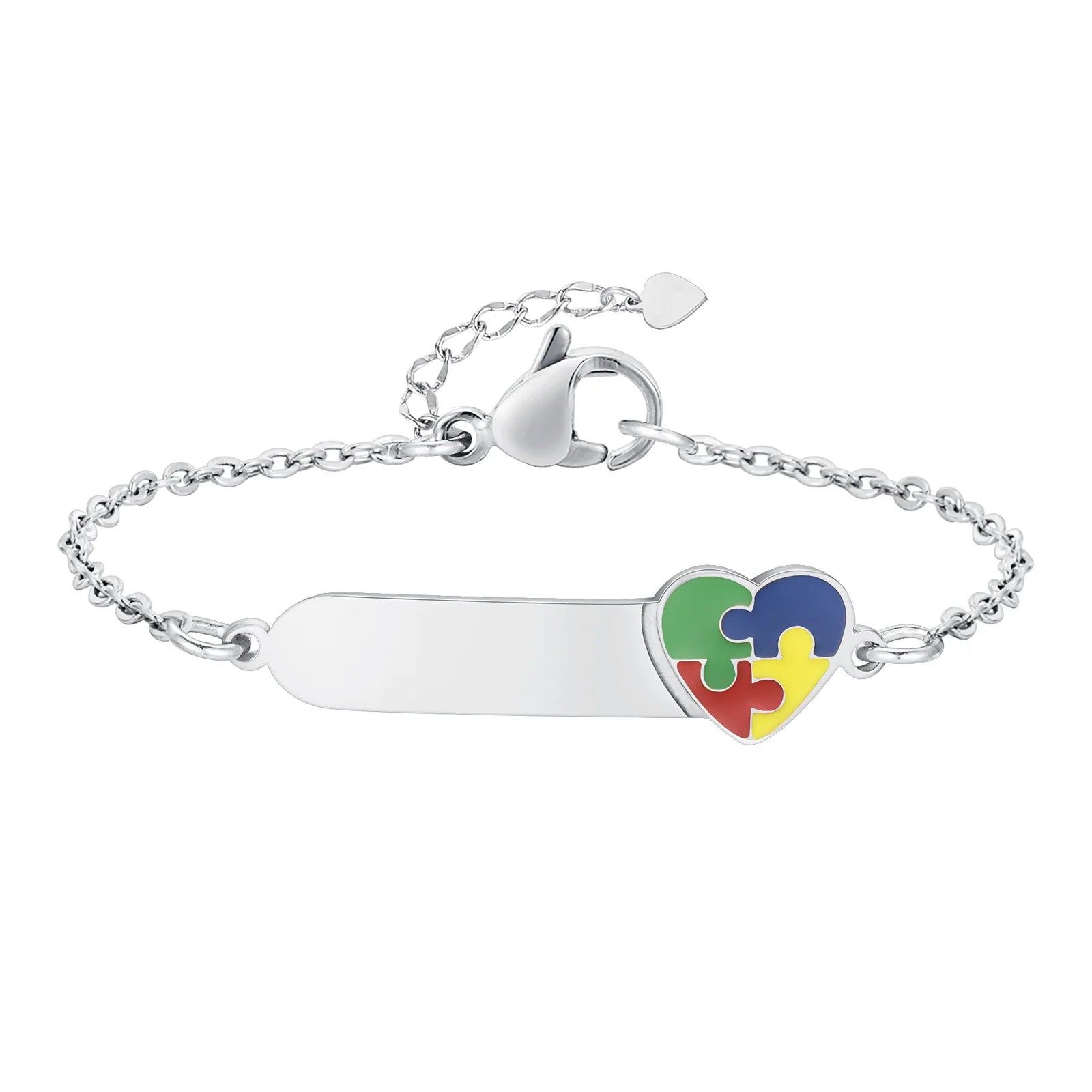 Personalized Autism Awareness Medical Alert Baby Kids Bracelets, Adjustable Link Stainless Steel, Enrgaved Emergency Jewelry