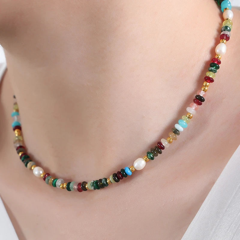 Nivora Irregular Freshwater Pearl Necklaces Bracelets For Women Stainless Steel Strand Beads Stone Choker Women Handmade Jewelry