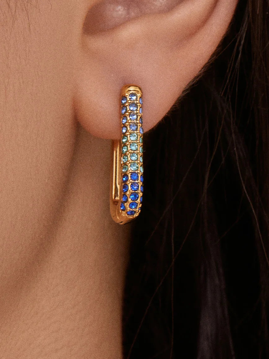 Nivora Luxury Colorful Cubic Zirconia Stainless Steel Earrings for Women Prevent Allergy PVD Gold Plated Hoop Earrings Jewelry